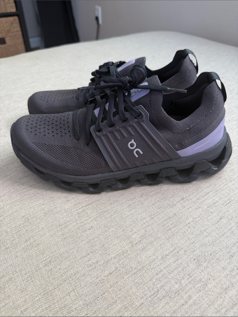 On Running Women’s Cloud Shoes - Black with Lavender Stripe